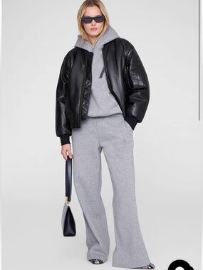 NWT Anine Bing Monogram Wide Leg Sweatpants Size M